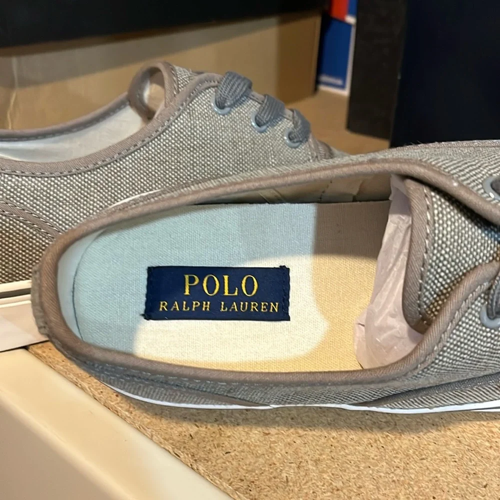 Polo Ralph Lauren Morray Boat Deck shoes sneakers Burlap grey Mens Size 11